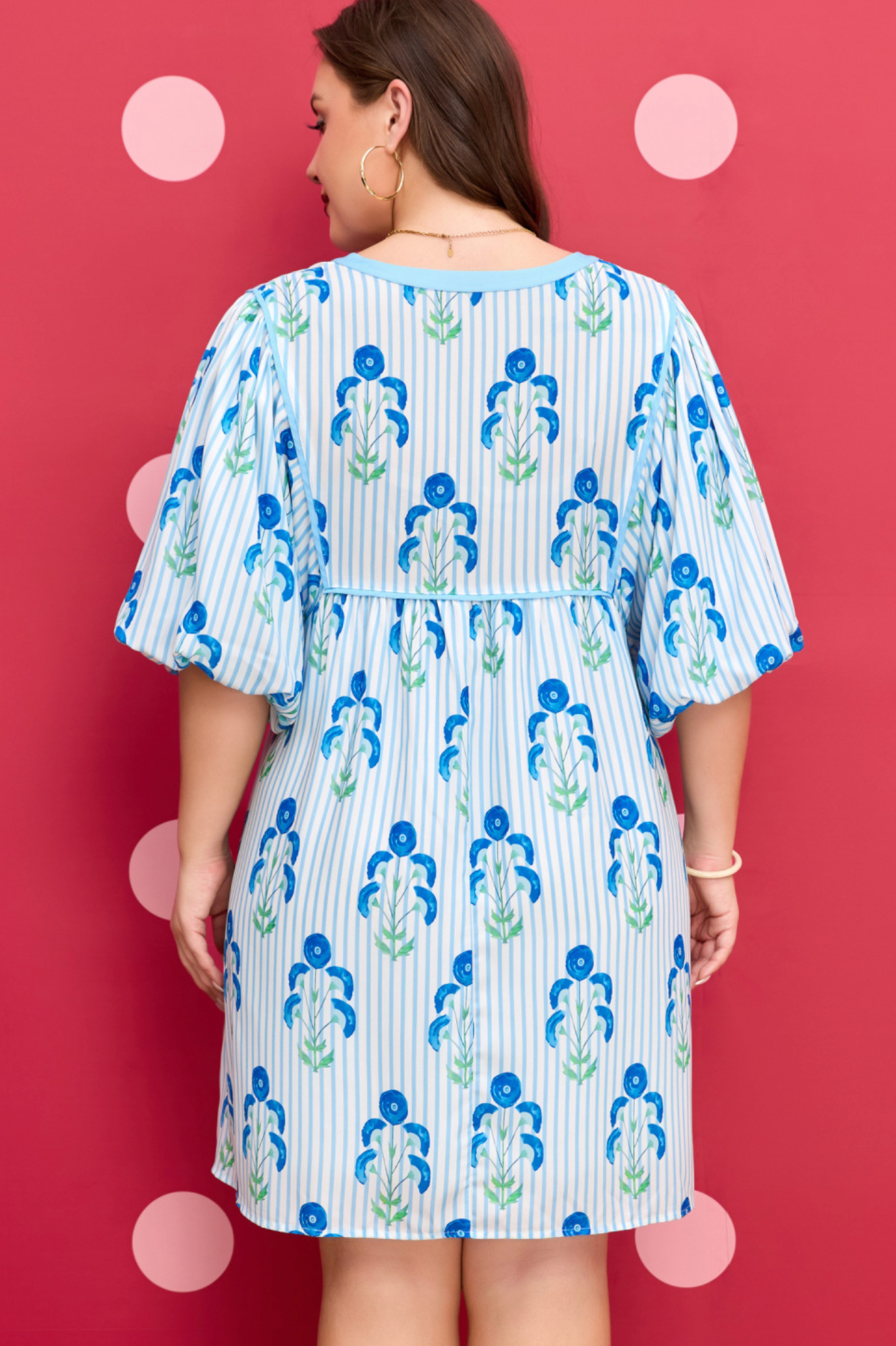 PLUS Sky Blue Floral Bubble Dress