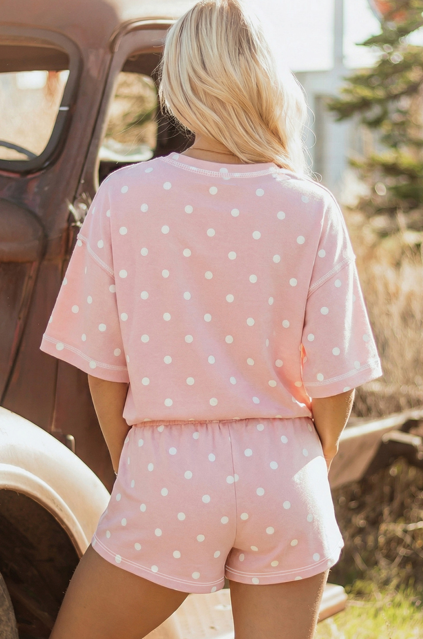 Pink Polka Dot Top/Short Set