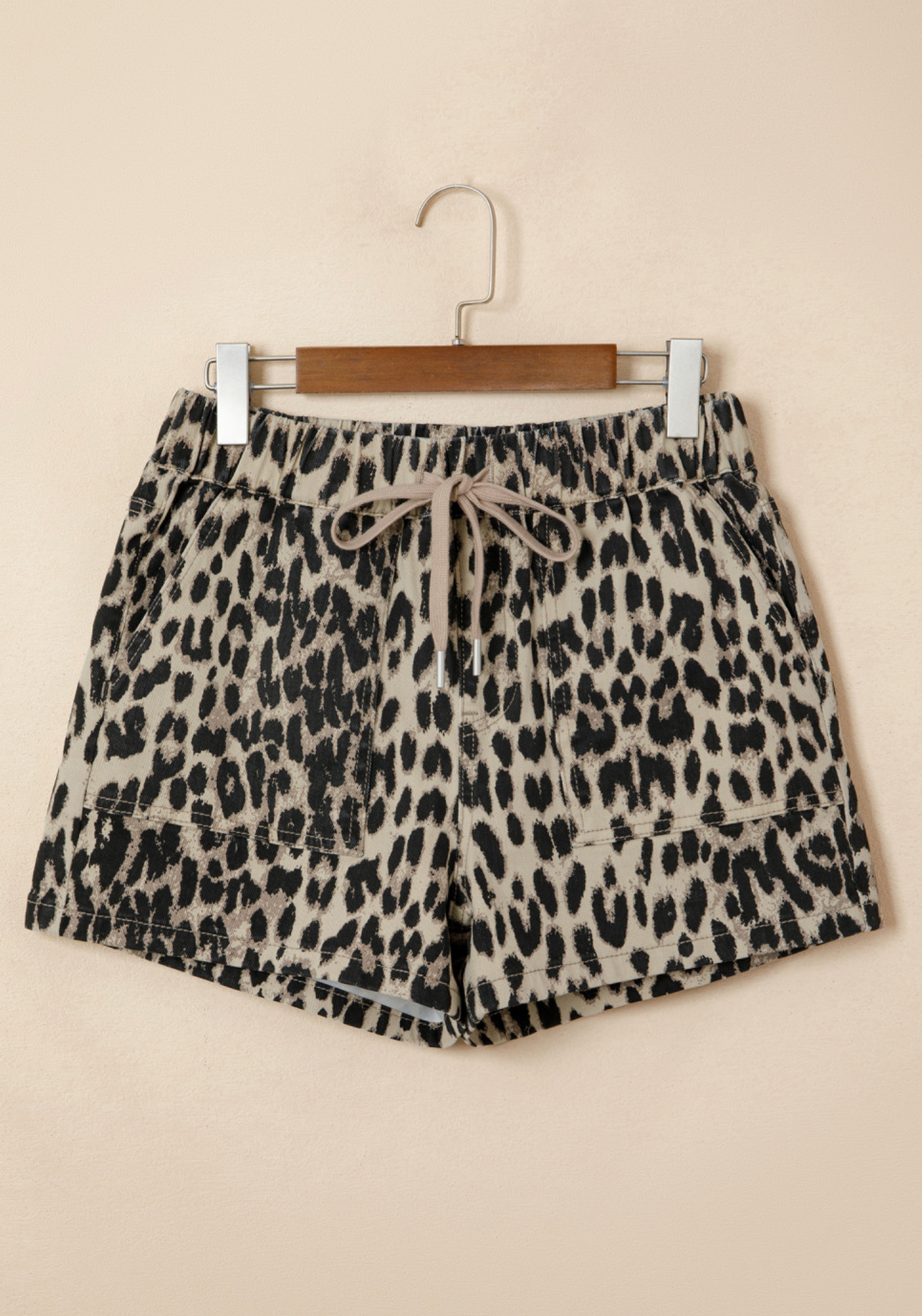 Leopard Mid Rise Denim Shorts