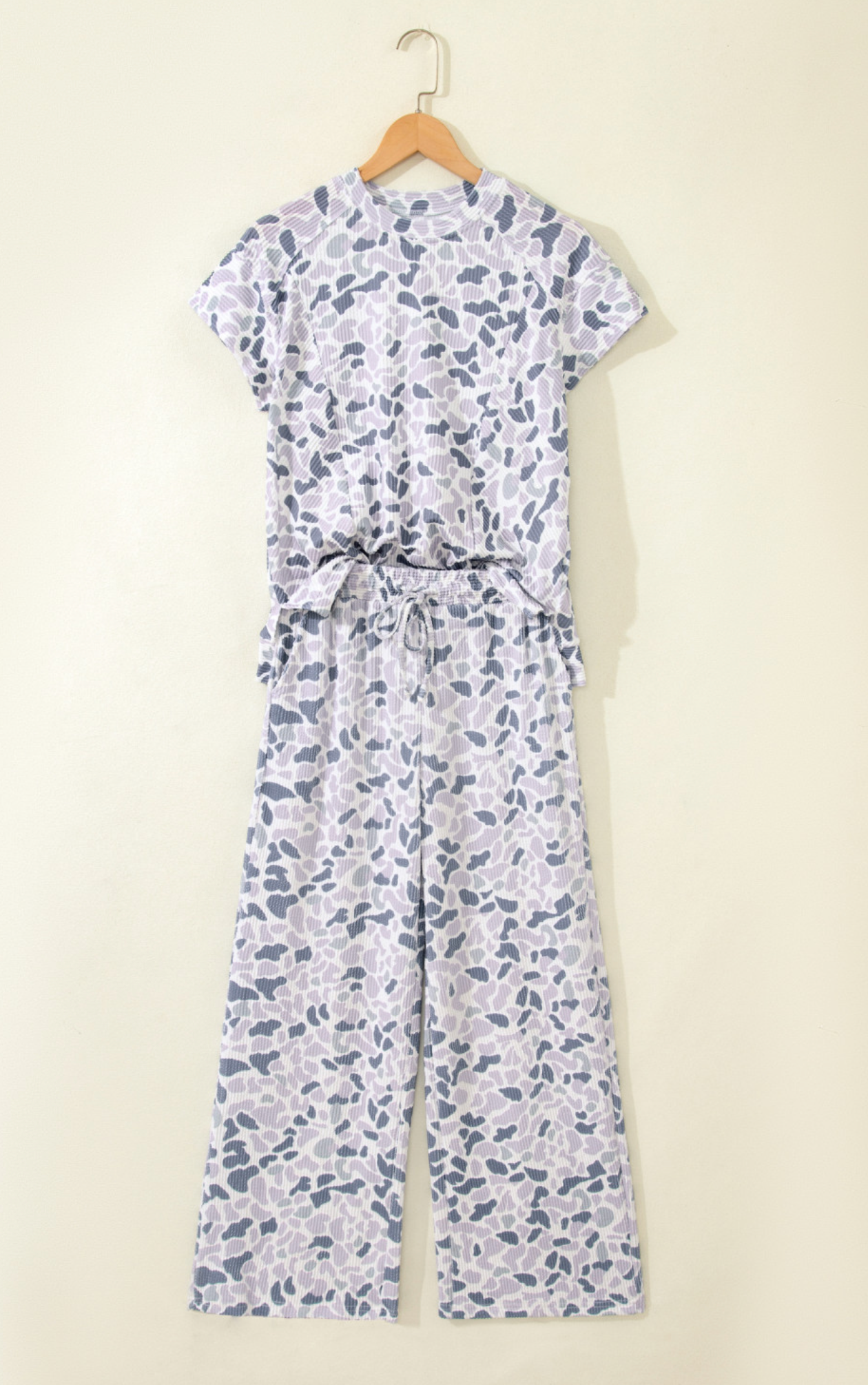 Camo Ribbed Tee/Drawstring Pant Set