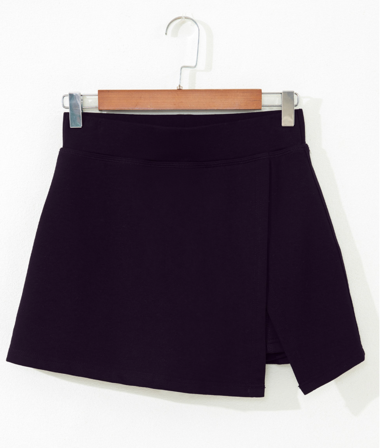 Black Wrapped Side Slit Skort