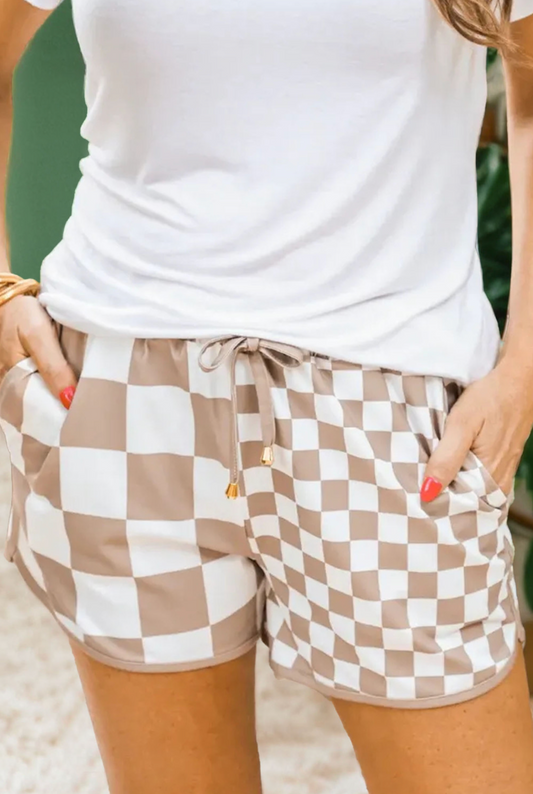 Khaki Double Checkered Shorts