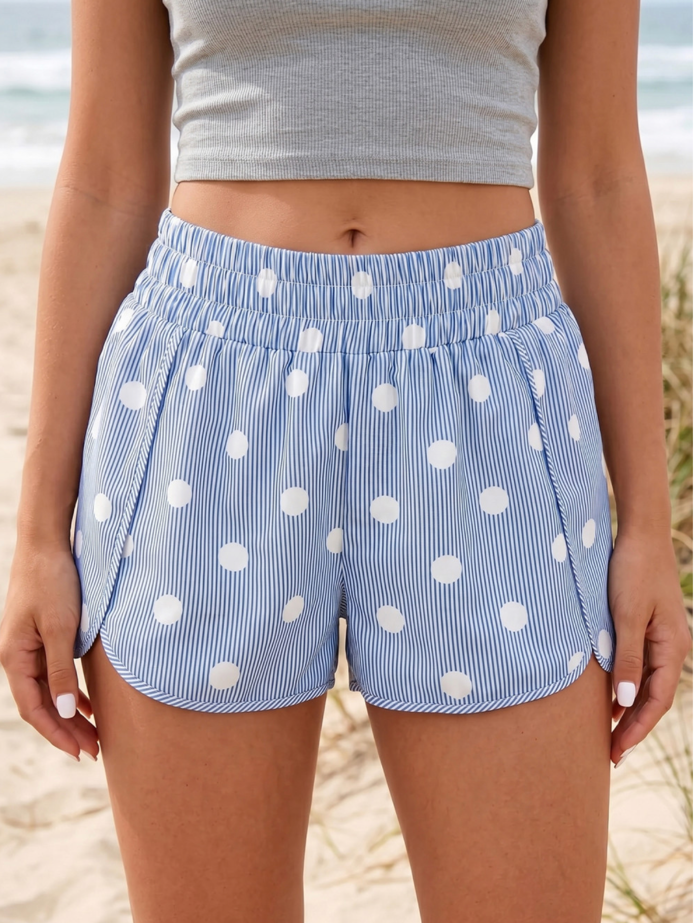 Sky Blue Polka Dot HW Shorts