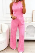 Pink Polka Dot Slim Tank/Pants Set