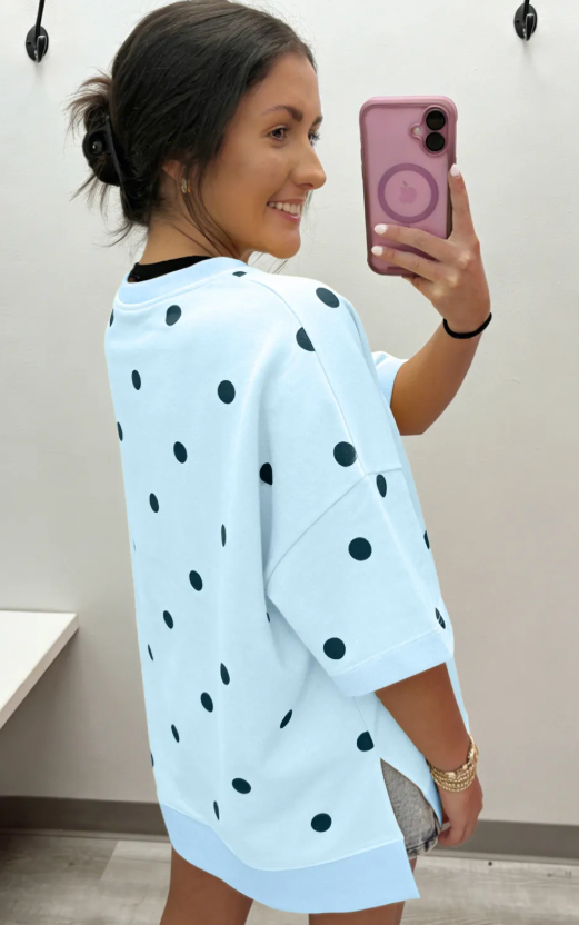 Sky Blue Polka Dot Oversize Tee