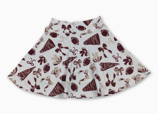 Maroon Bow FB Girls Activewear Skirt