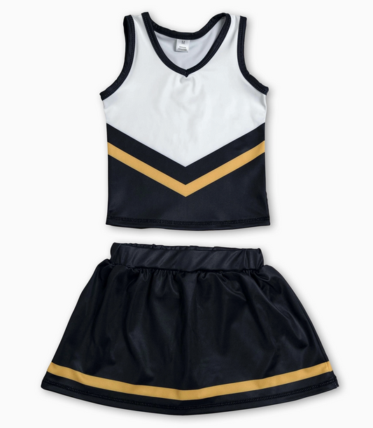 Sleeveless Gold/Blk Girls Cheer Active Set
