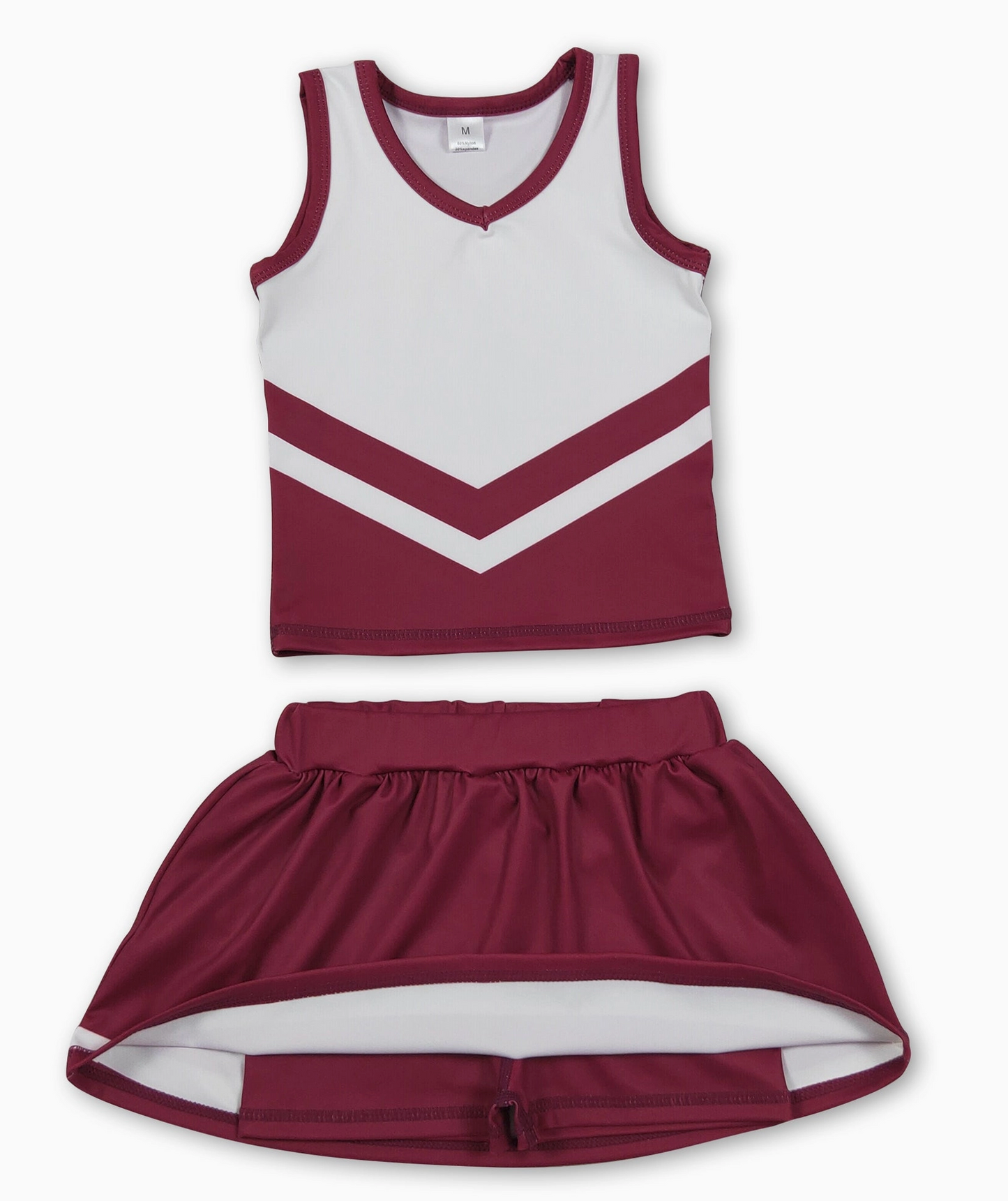 Sleeveless White/Maroon Girls Active Set