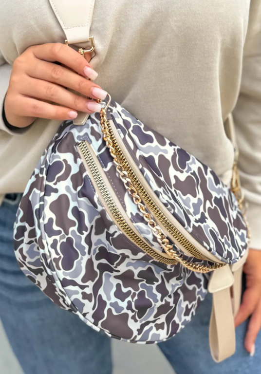 Duck Camo Double Zipper Crossbody Purse