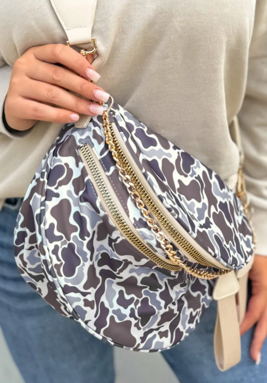 Duck Camo Double Zipper Crossbody Purse