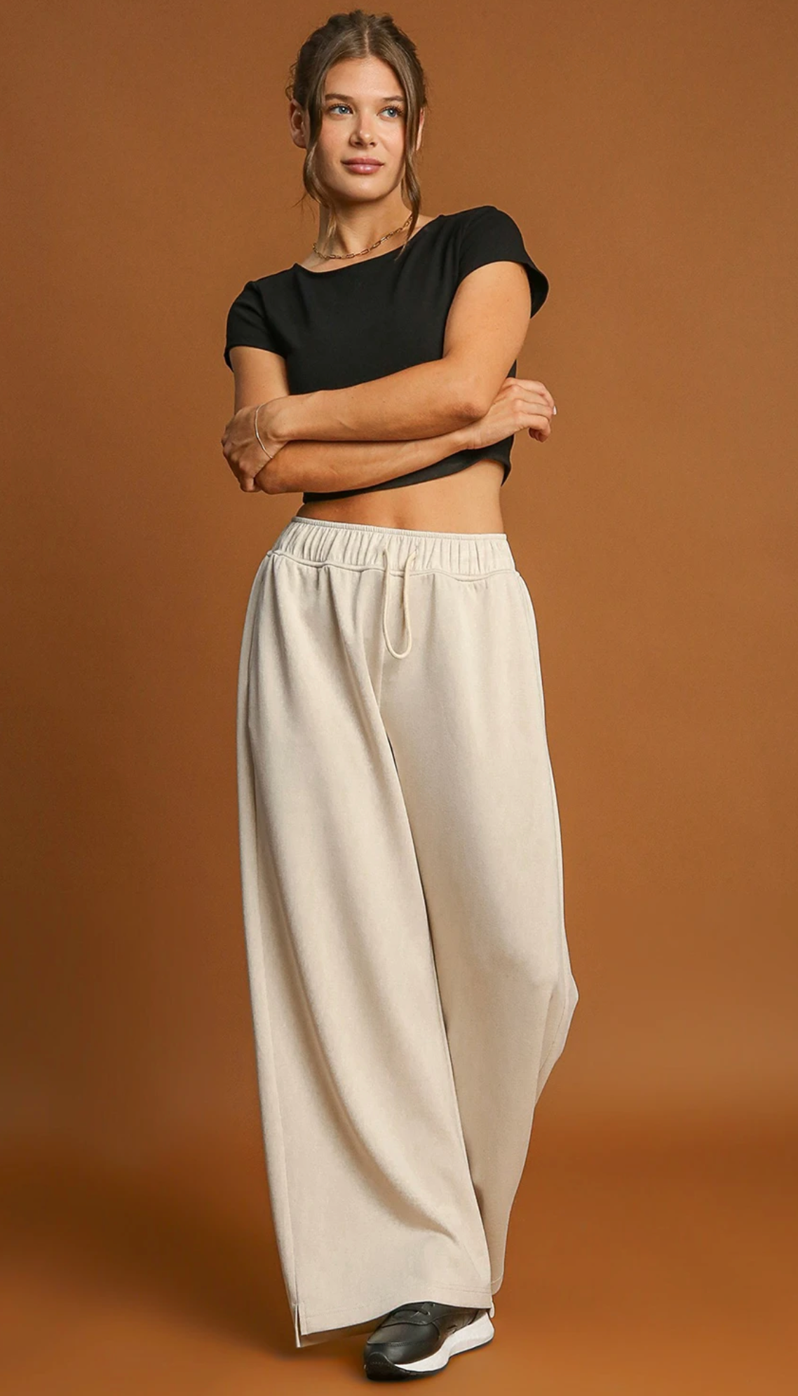 Apricot Elastic Wide Leg Pant