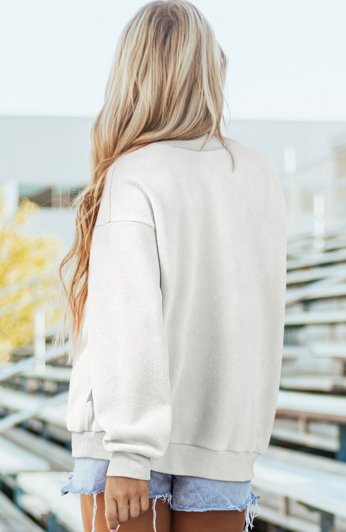 White Mock Neck Sweatshirt