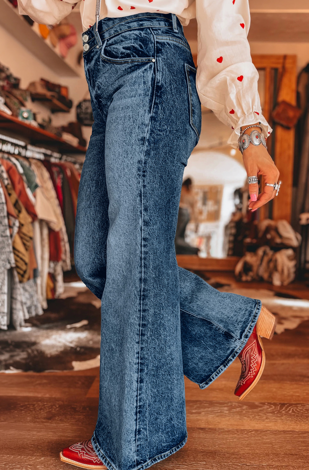 Sail Blue Acid Wash Flare Jean