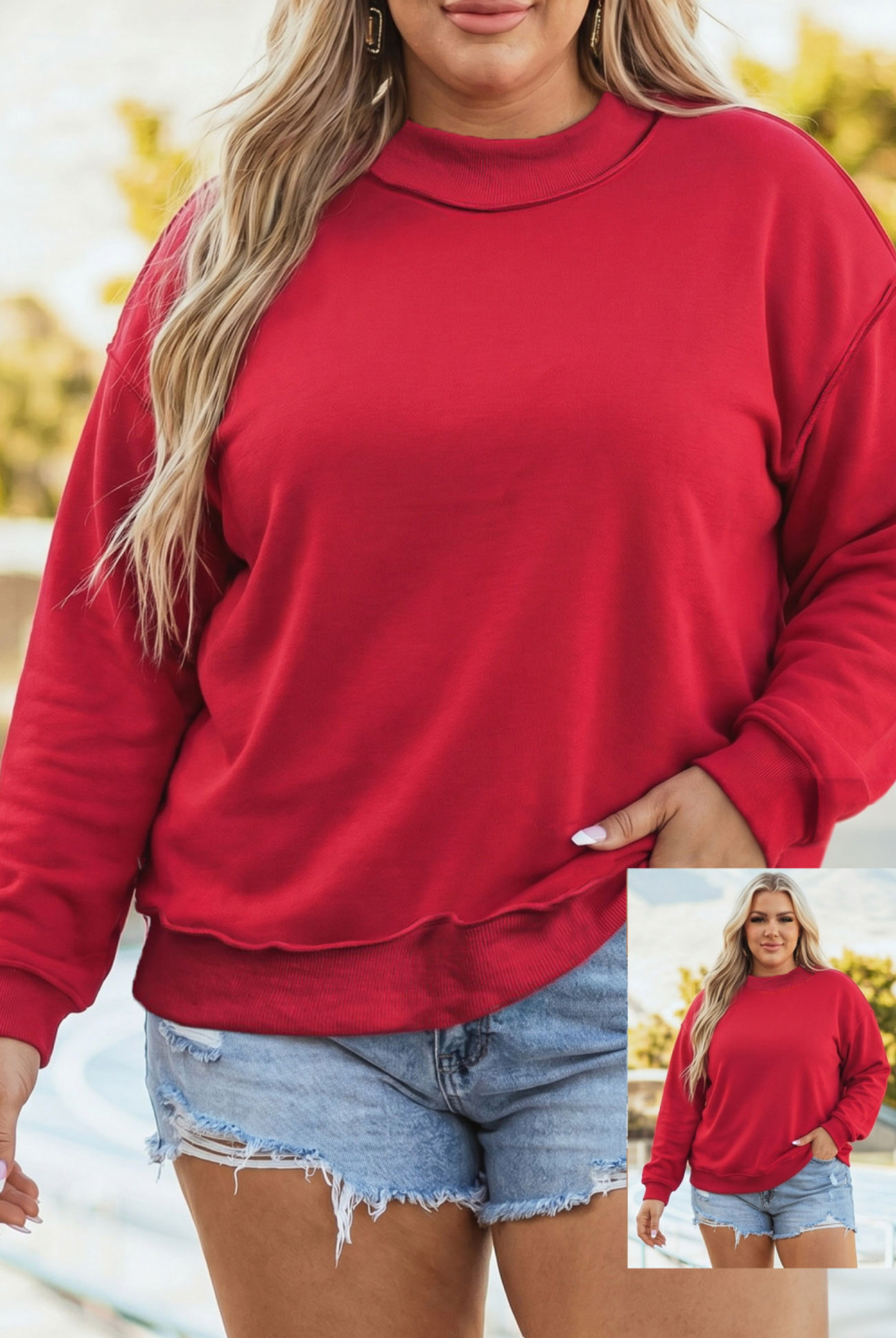 PLUS Racing Red Exposed Seam Sweatshirt