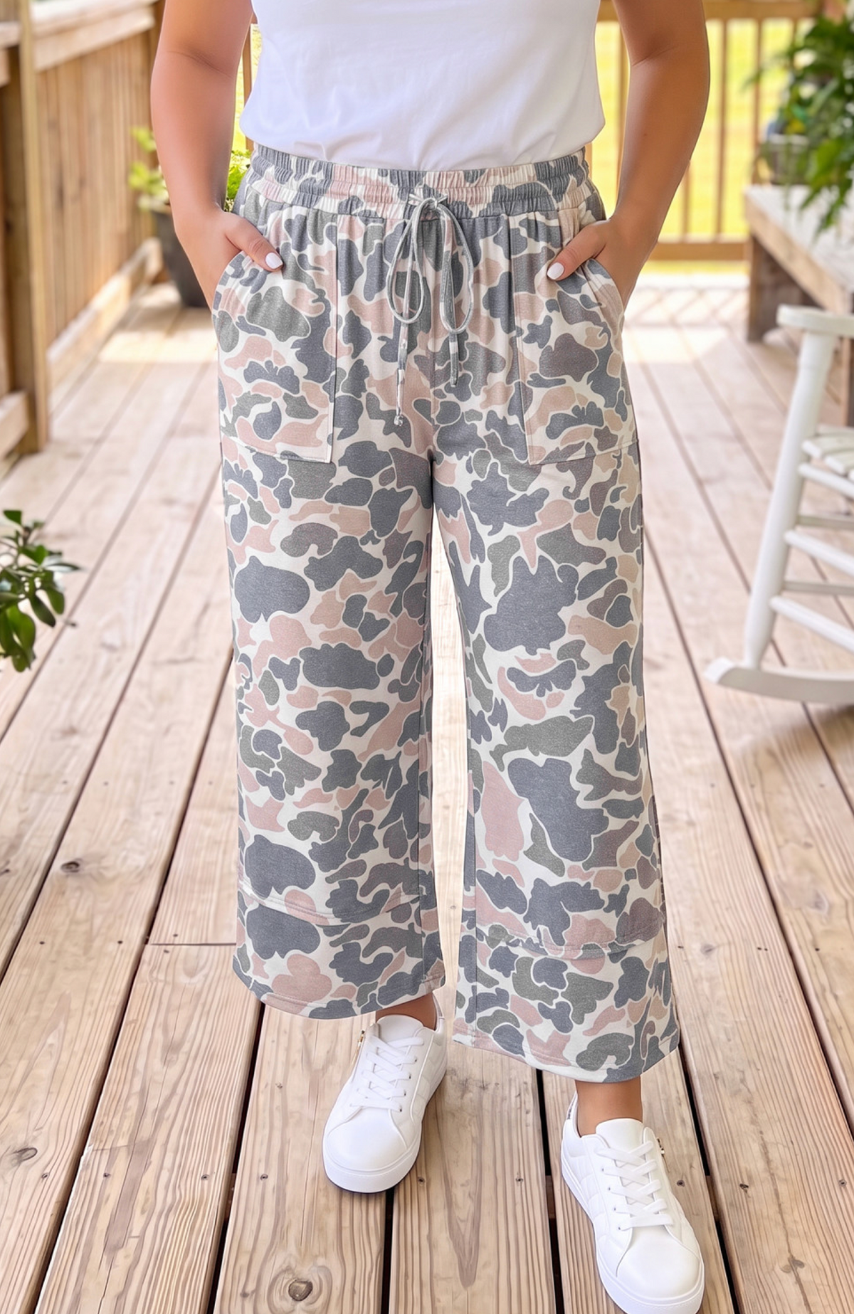 PLUS Khaki Camo Ankle-Length Pants