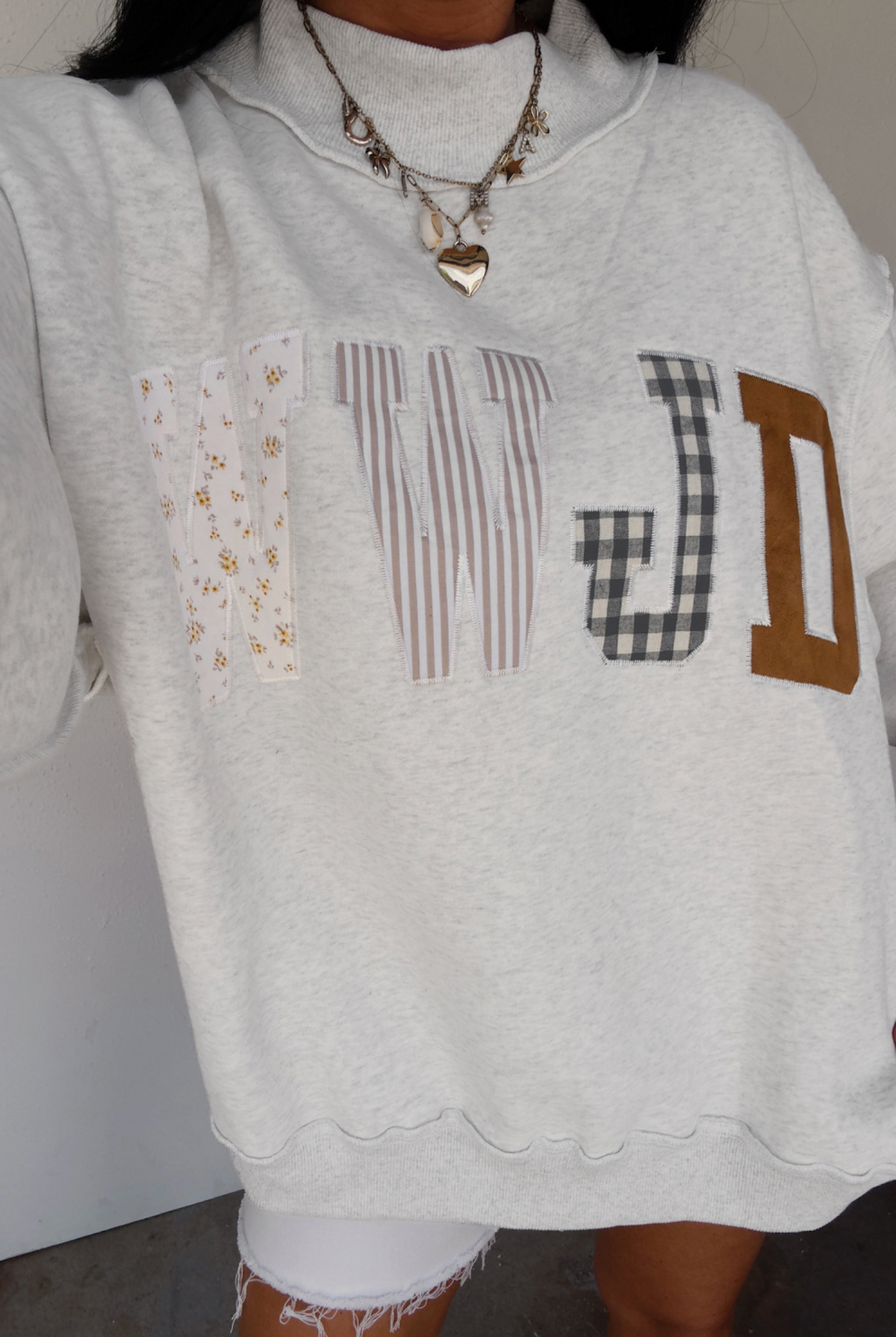 Gray WWJD Mock Neck Sweatshirt
