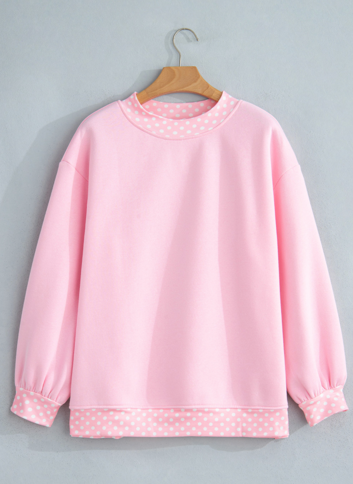 Pink Polka Dot Oversized Sweatshirt