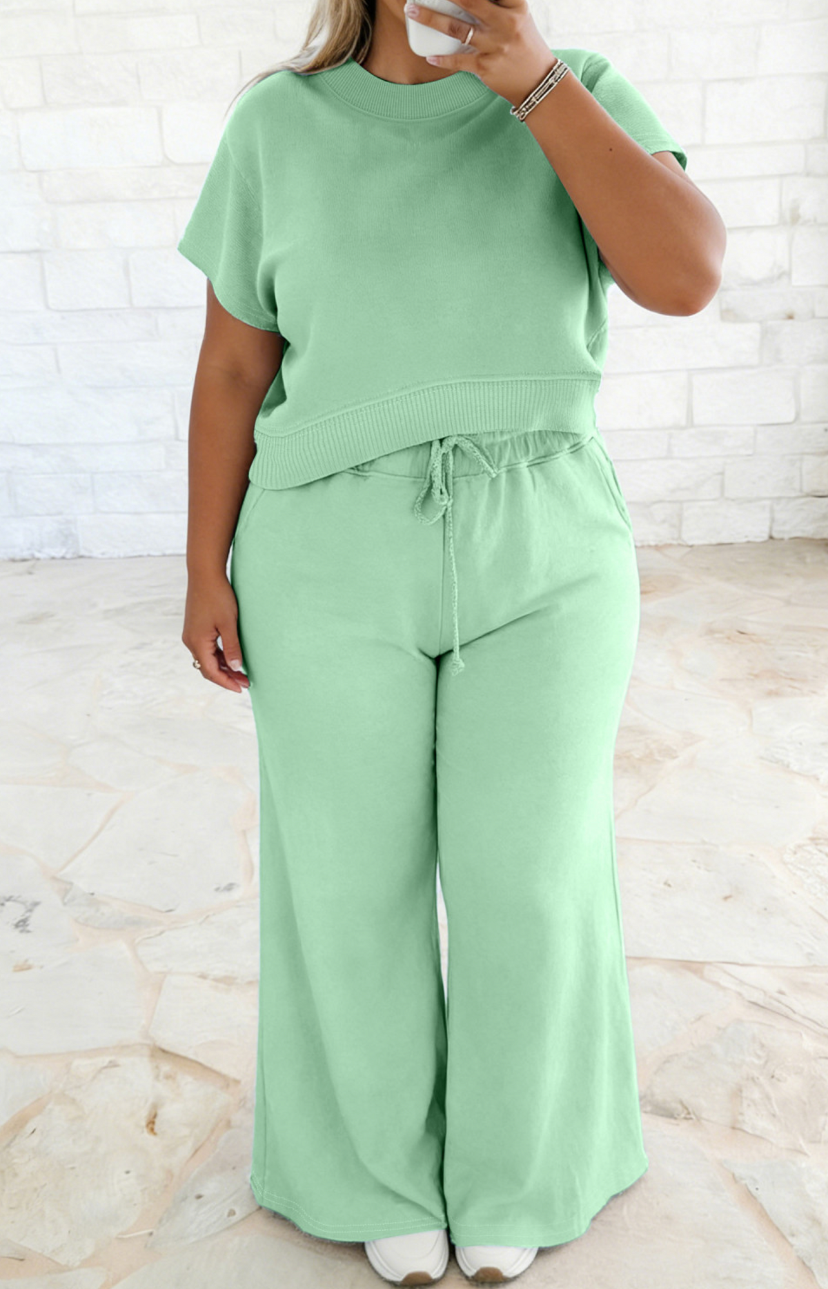 Clearly Aqua Crop/Loose Pant Set