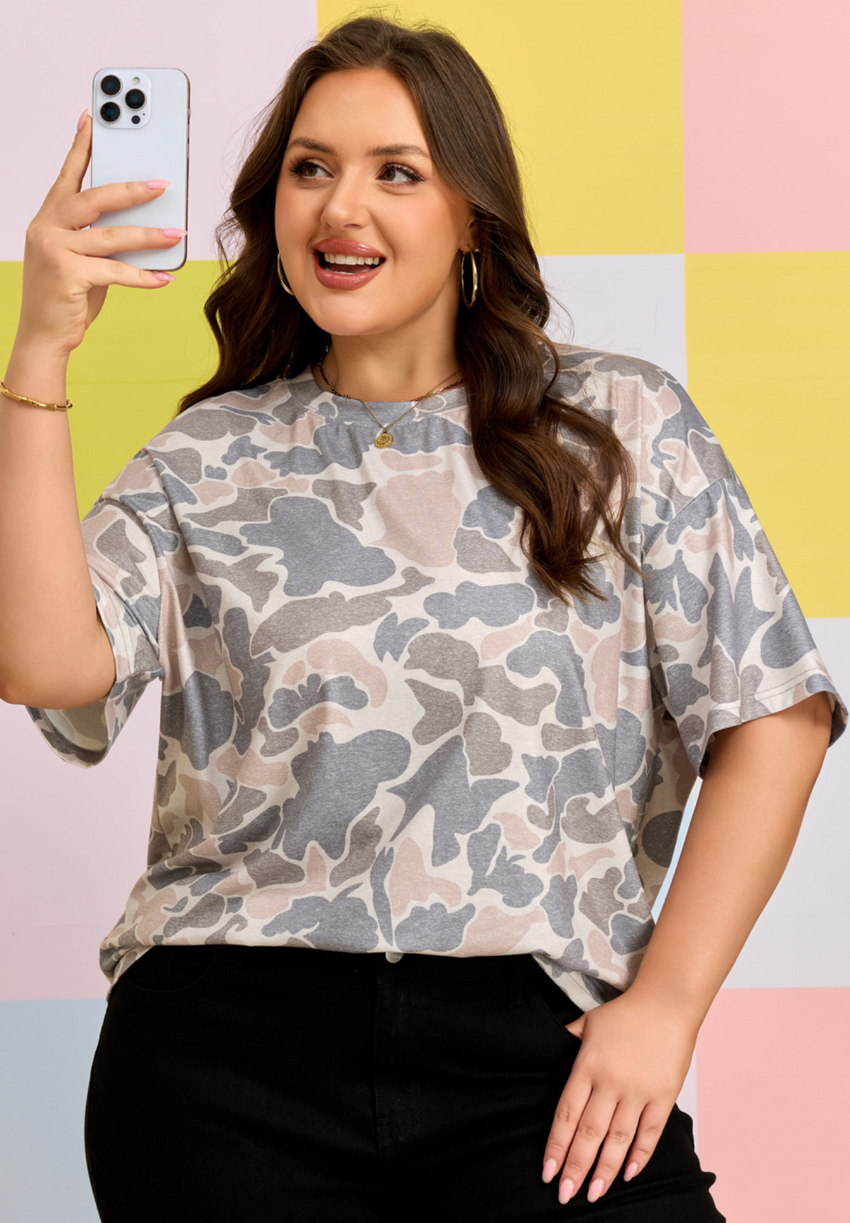 PLUS Multicolour Retro Camo TShirt
