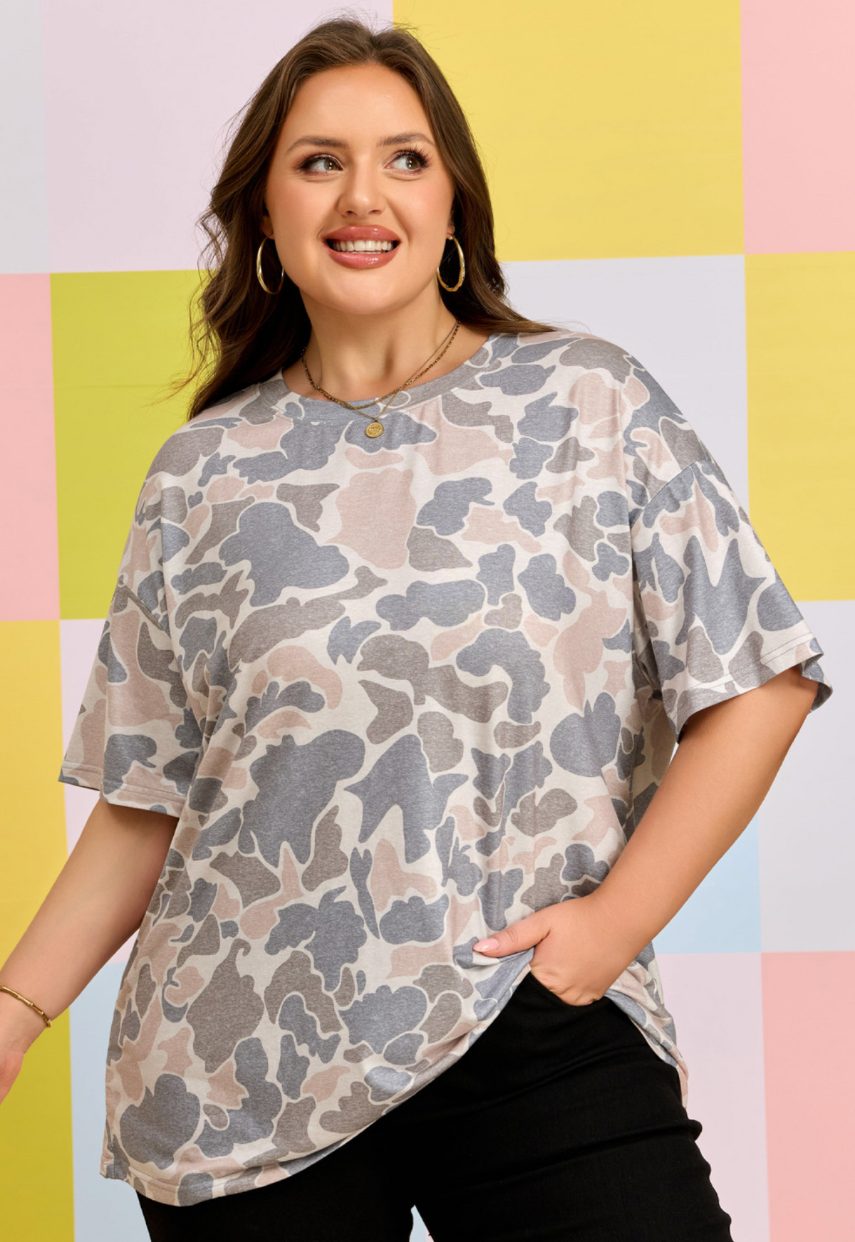 PLUS Multicolour Retro Camo TShirt