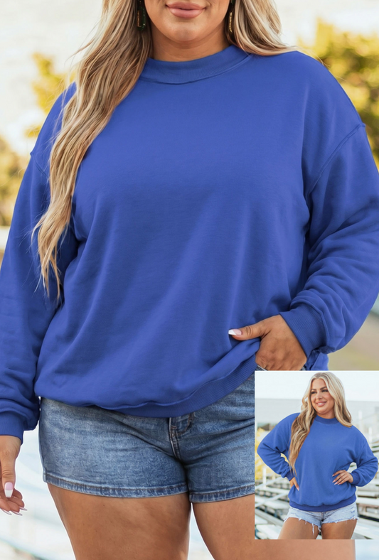 PLUS Drk Blue Exposed Seam Sweatshirt