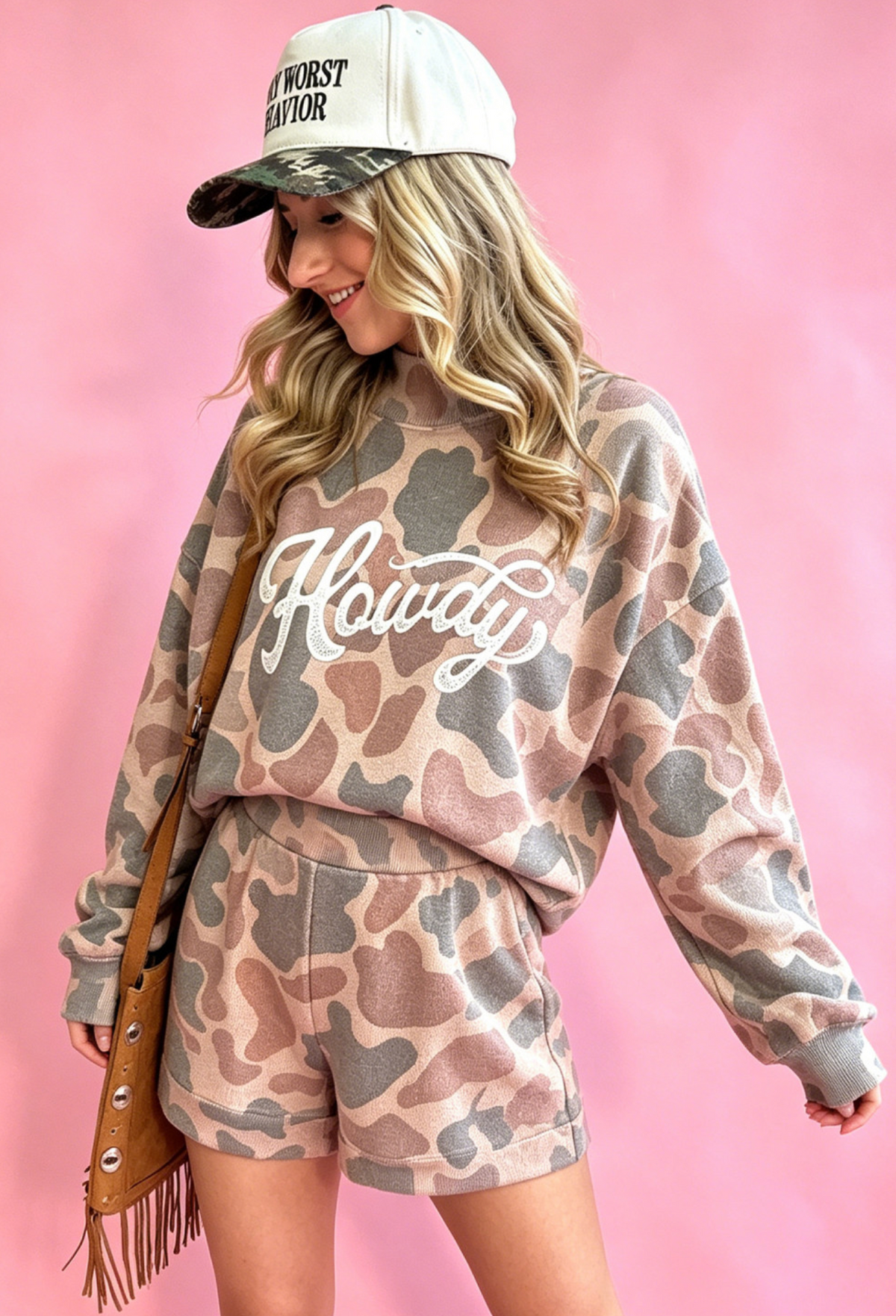 Howdy Camo Mock Neck LS/Short Set