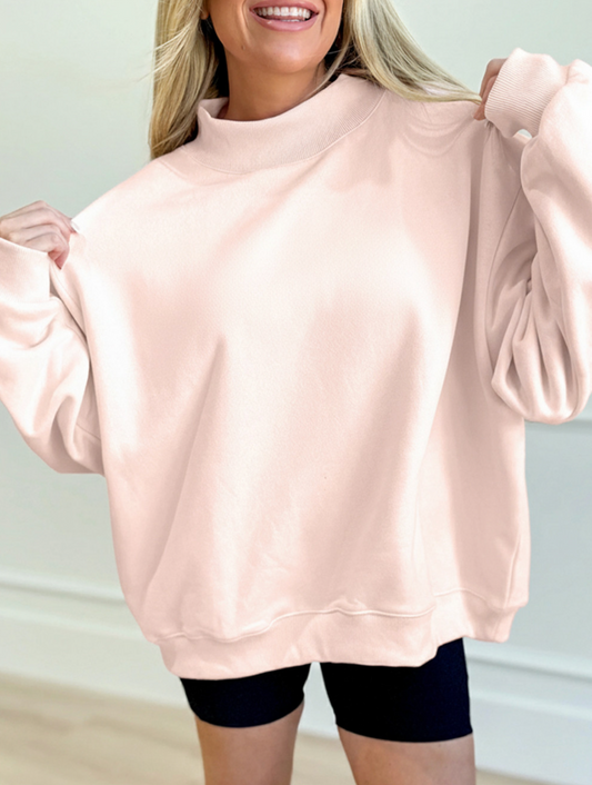 Apricot Pink Mock Neck Sweatshirt
