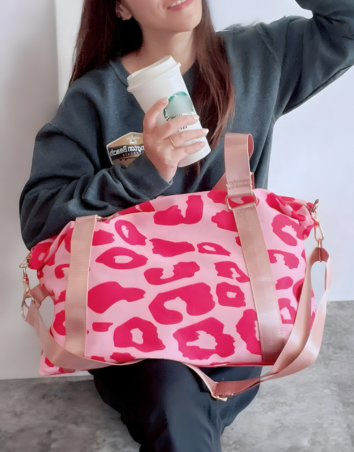 Bright Pink Leopard Travel Bag