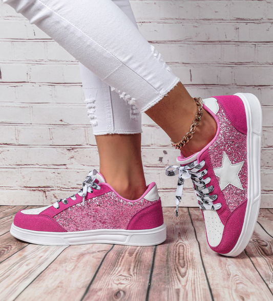 Rose Glitter Star Sneakers