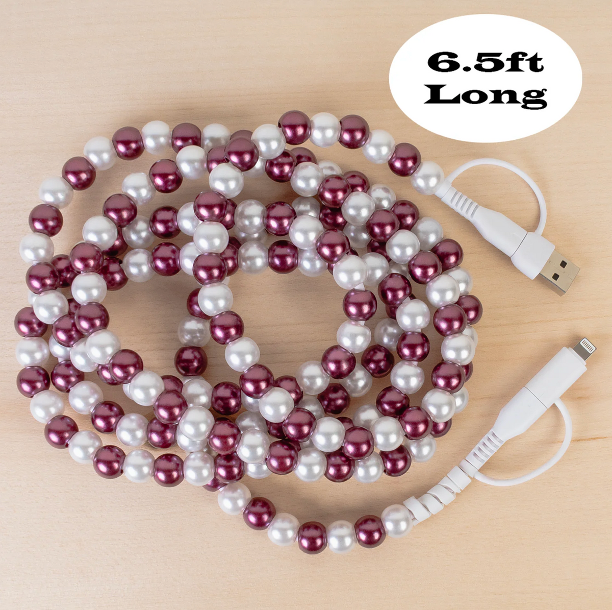 4-in-1 Maroon/White Beaded Charger