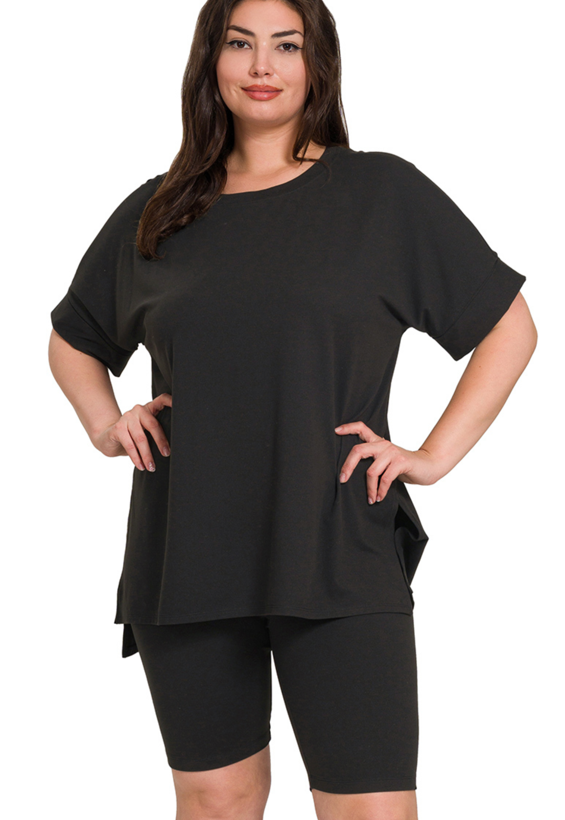 PLUS Scoop Neck/Biker Short Set