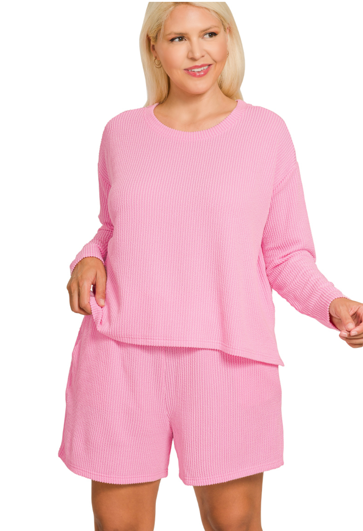 PLUS Ribbed LS/Short Set