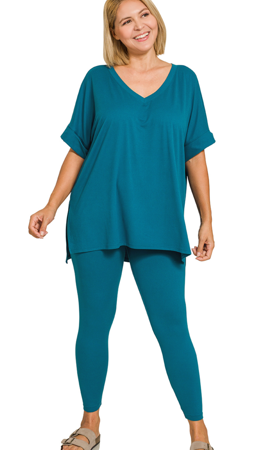PLUS Leggings/VNeck Shirt Set