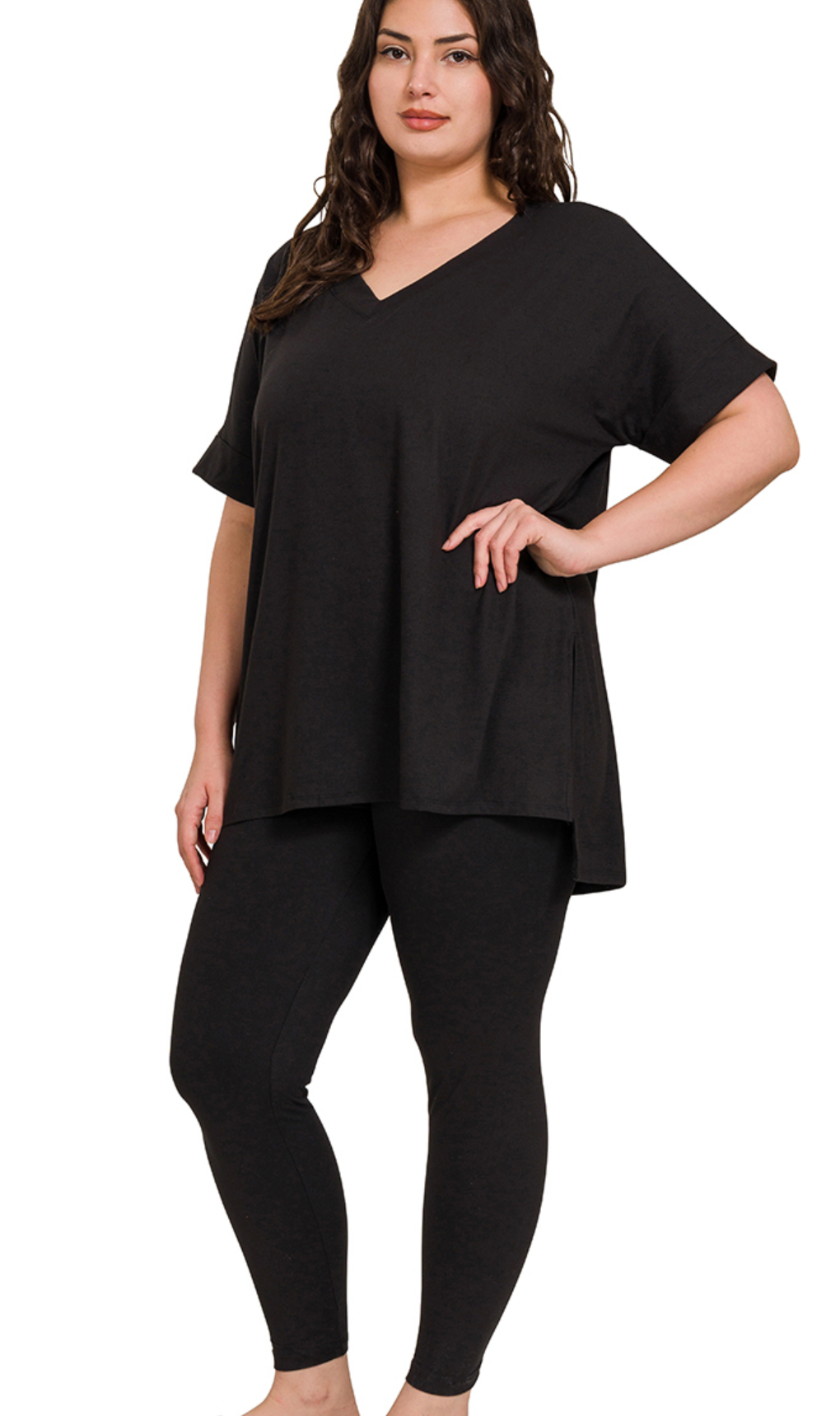 PLUS Leggings/VNeck Shirt Set