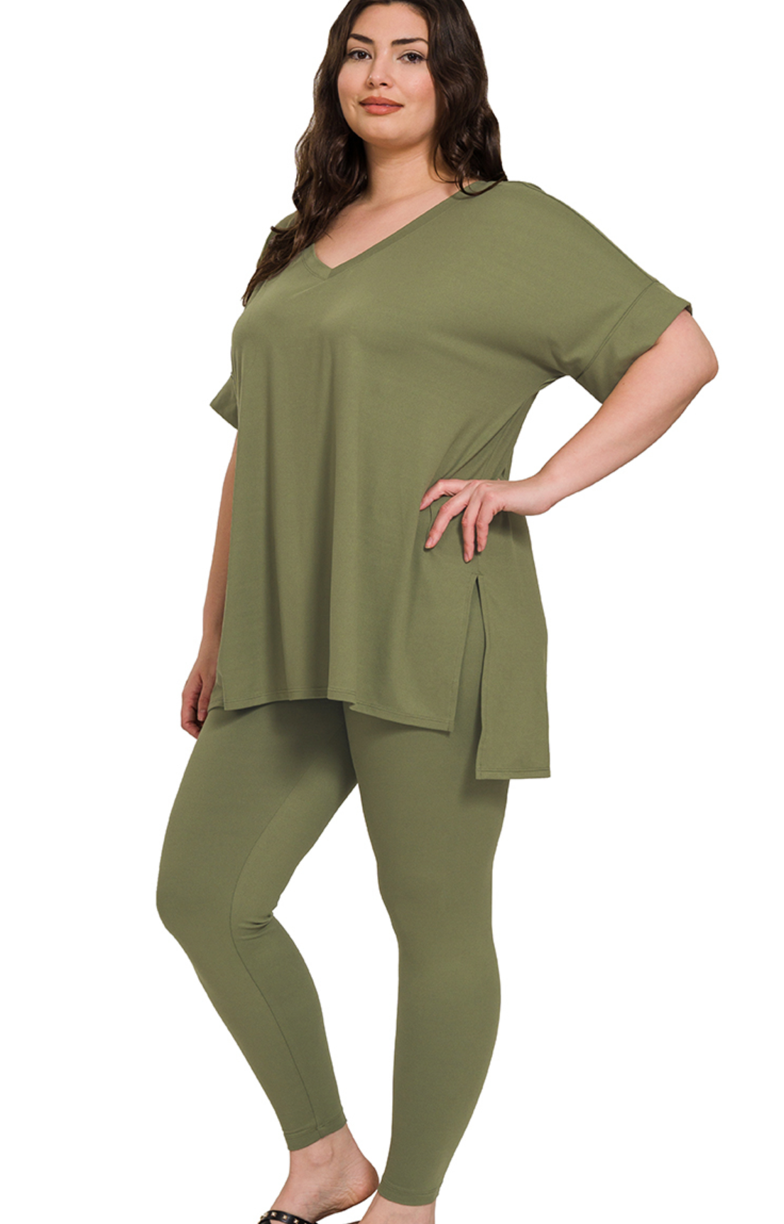 PLUS Leggings/VNeck Shirt Set