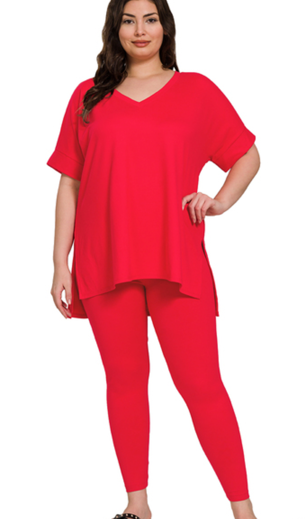 PLUS Leggings/VNeck Shirt Set
