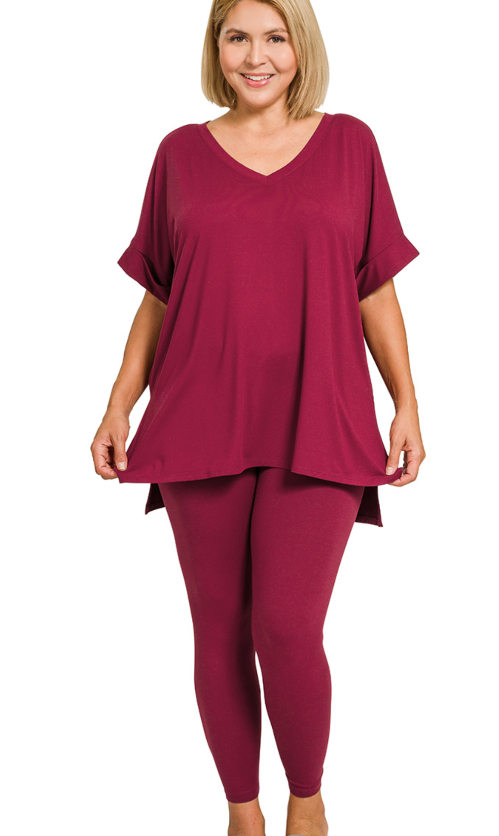 PLUS Leggings/VNeck Shirt Set