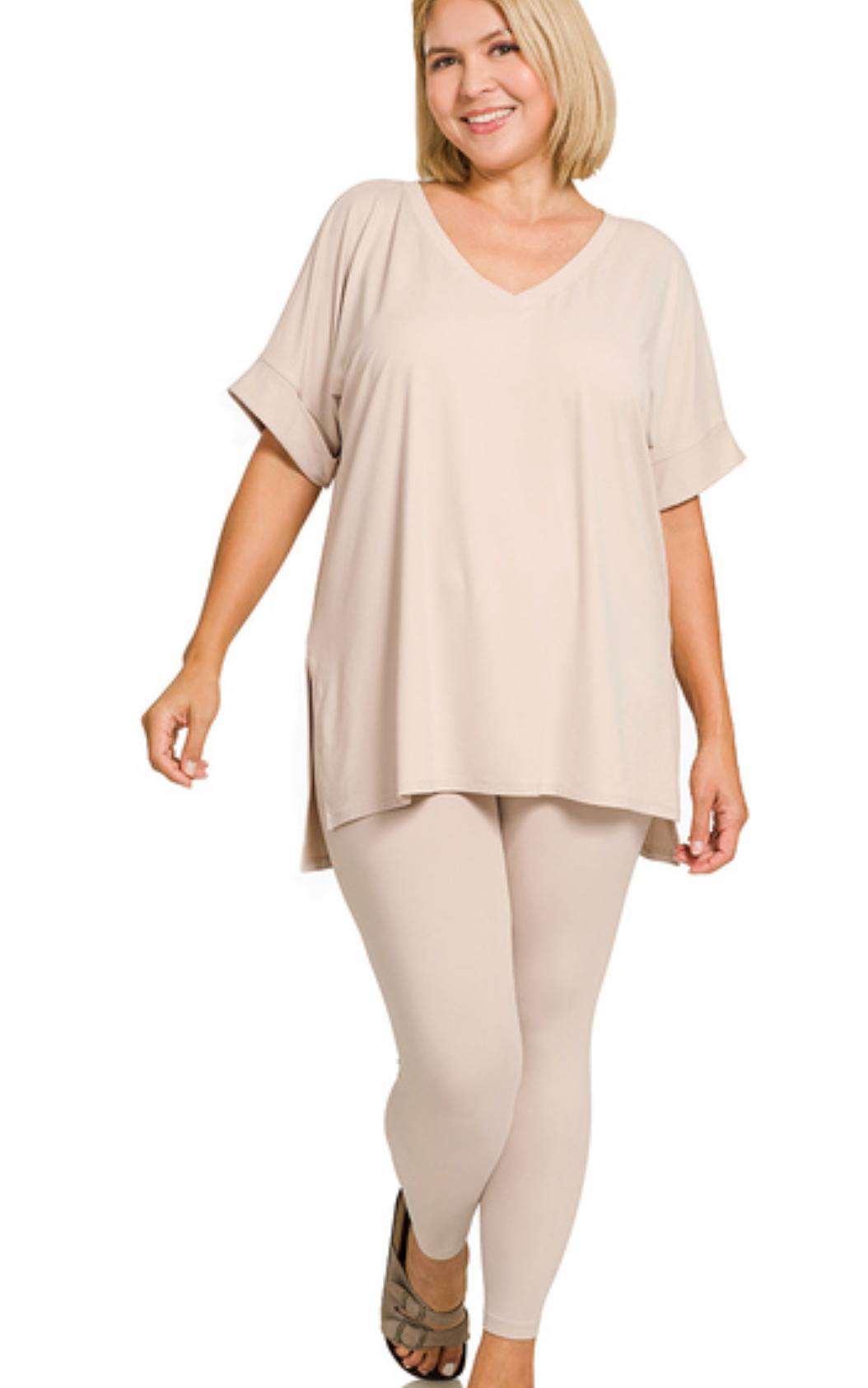 PLUS Leggings/VNeck Shirt Set