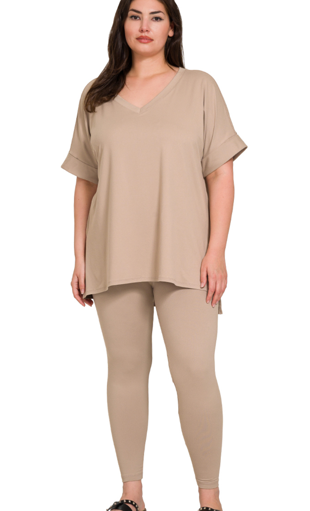 PLUS Leggings/VNeck Shirt Set