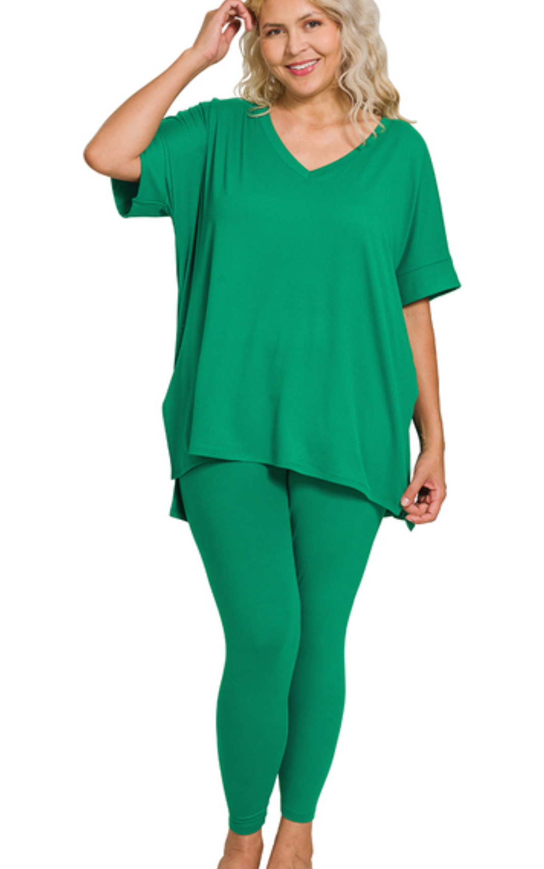 PLUS Leggings/VNeck Shirt Set