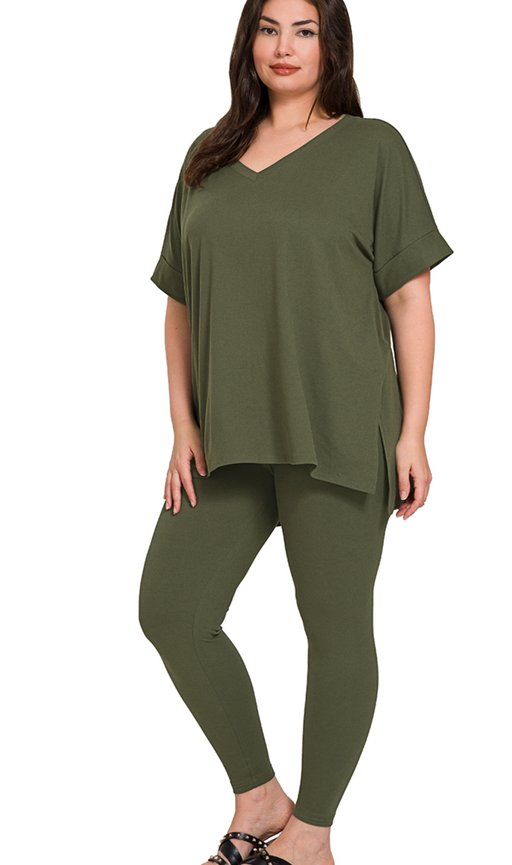 PLUS Leggings/VNeck Shirt Set