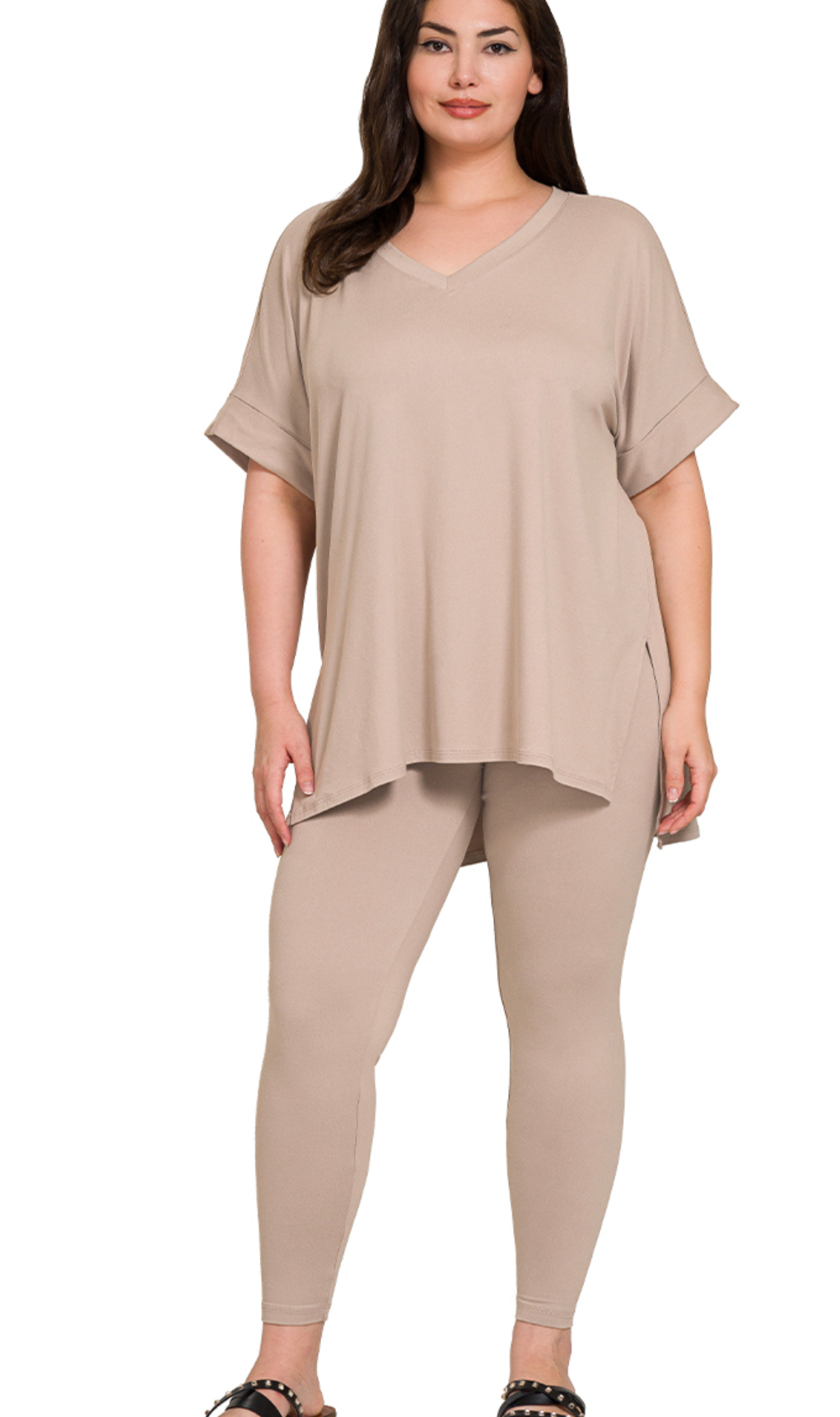 PLUS Leggings/VNeck Shirt Set