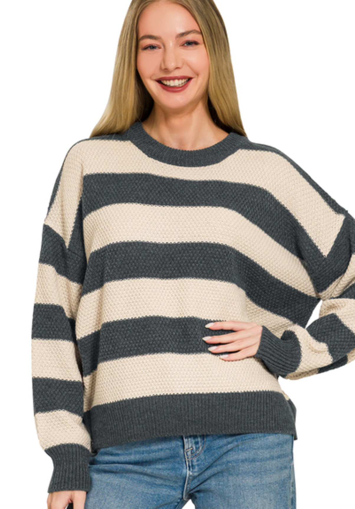 Striped Drop Shoulder Sweater