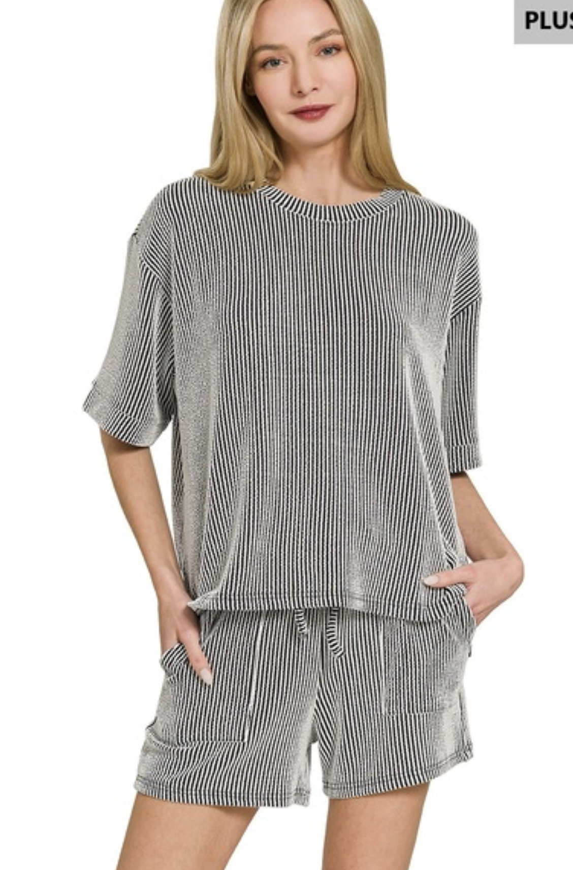 PLUS Raised Rib Shirt/Short Set