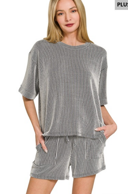 PLUS Raised Rib Shirt/Short Set
