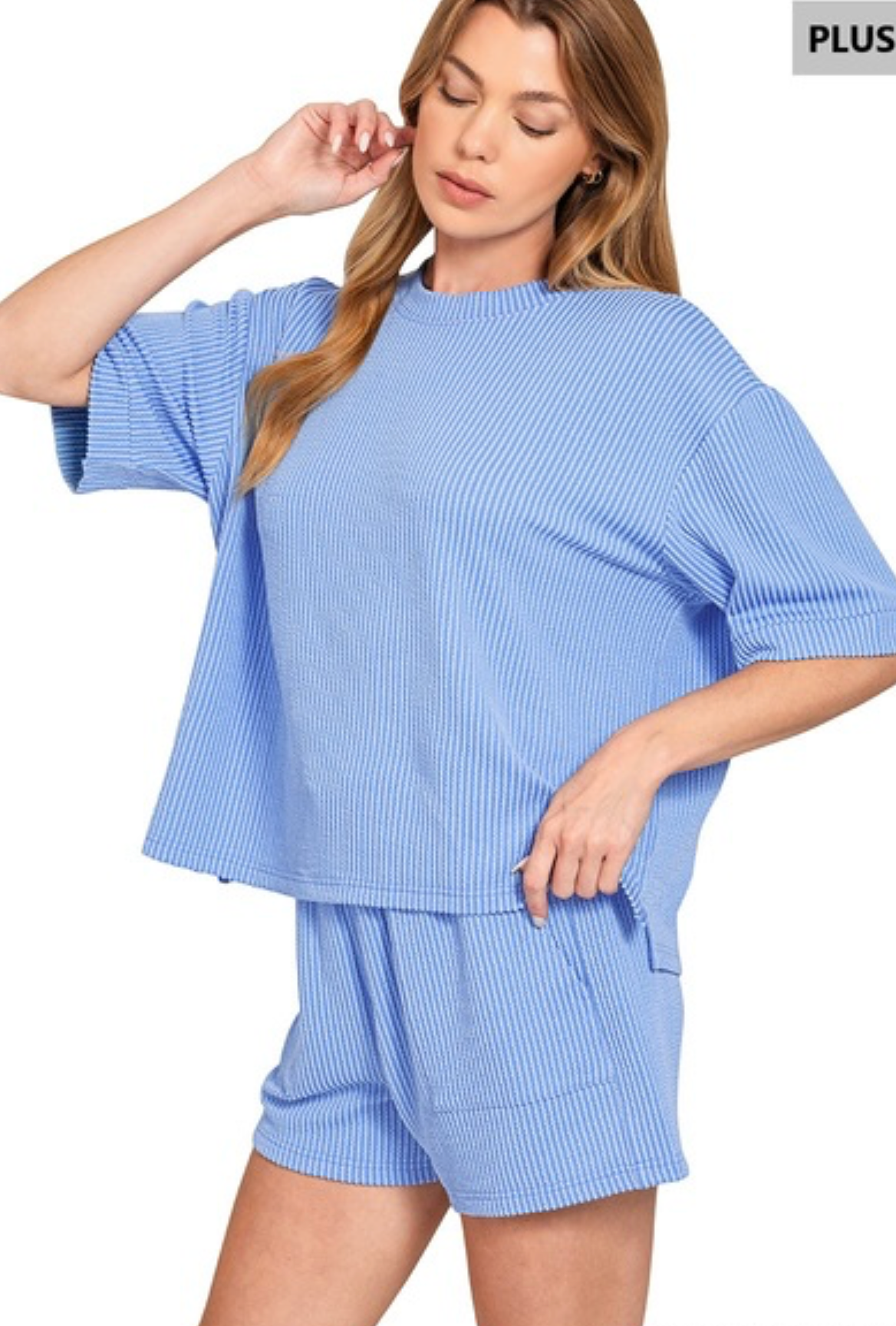 PLUS Raised Rib Shirt/Short Set
