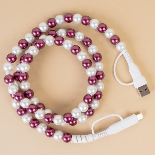 4-in-1 Maroon/White Beaded Charger