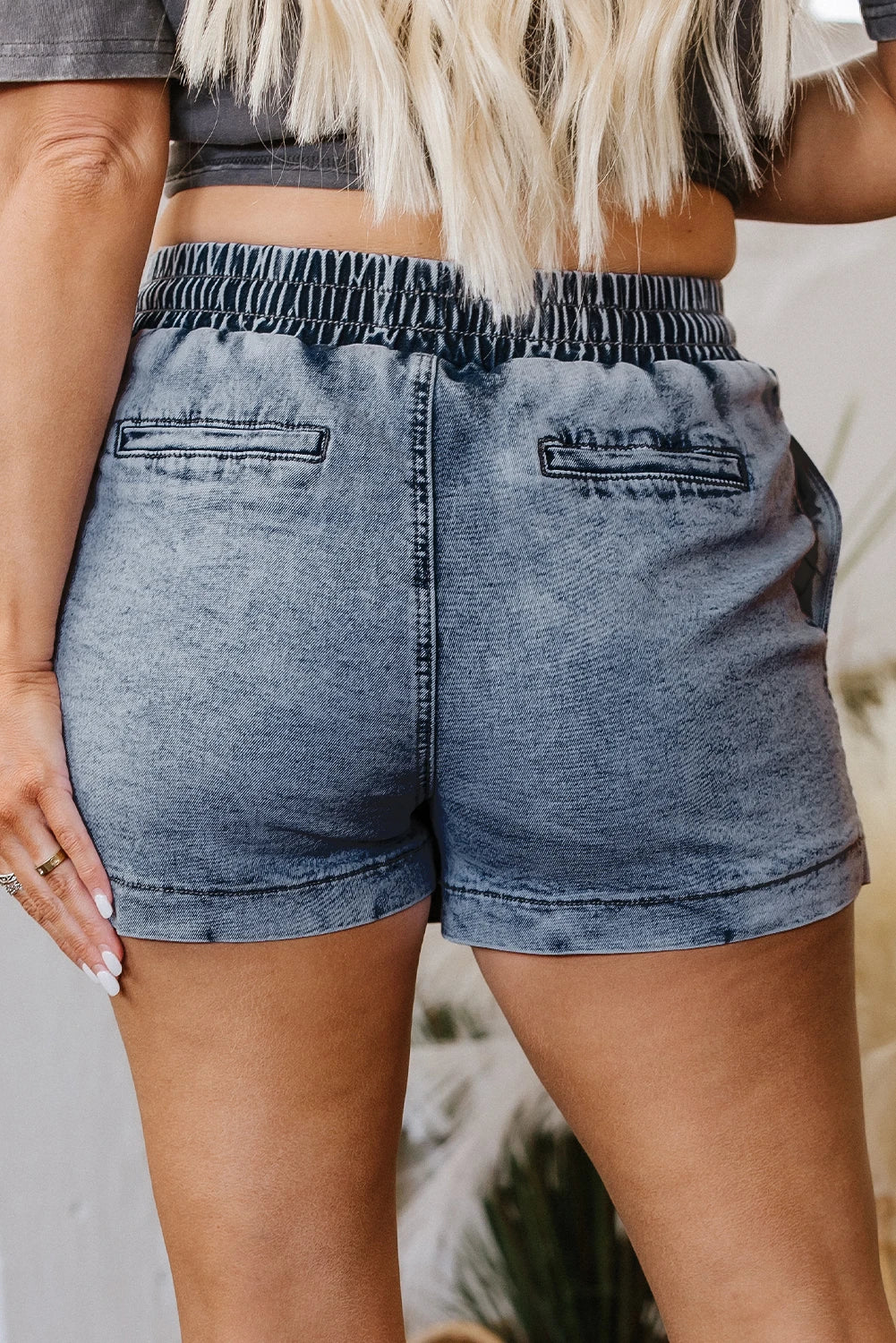 Dusk Blue Drawstring Denim Skort