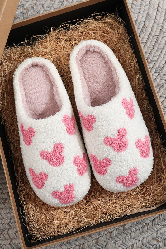 White with Pink Mouse Head Slippers